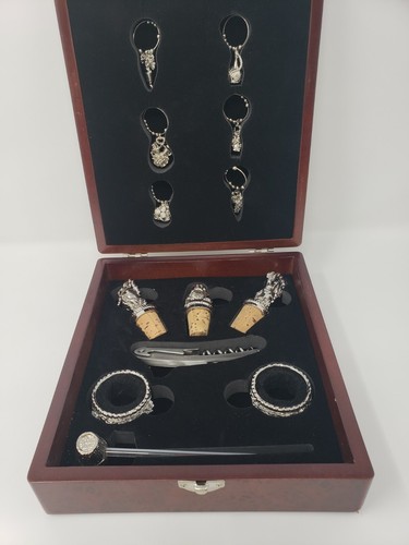 Wine Accessory Kit Legacy by Picnic Time Wood Faux Finish Carry/Storage Case  - Picture 1 of 10