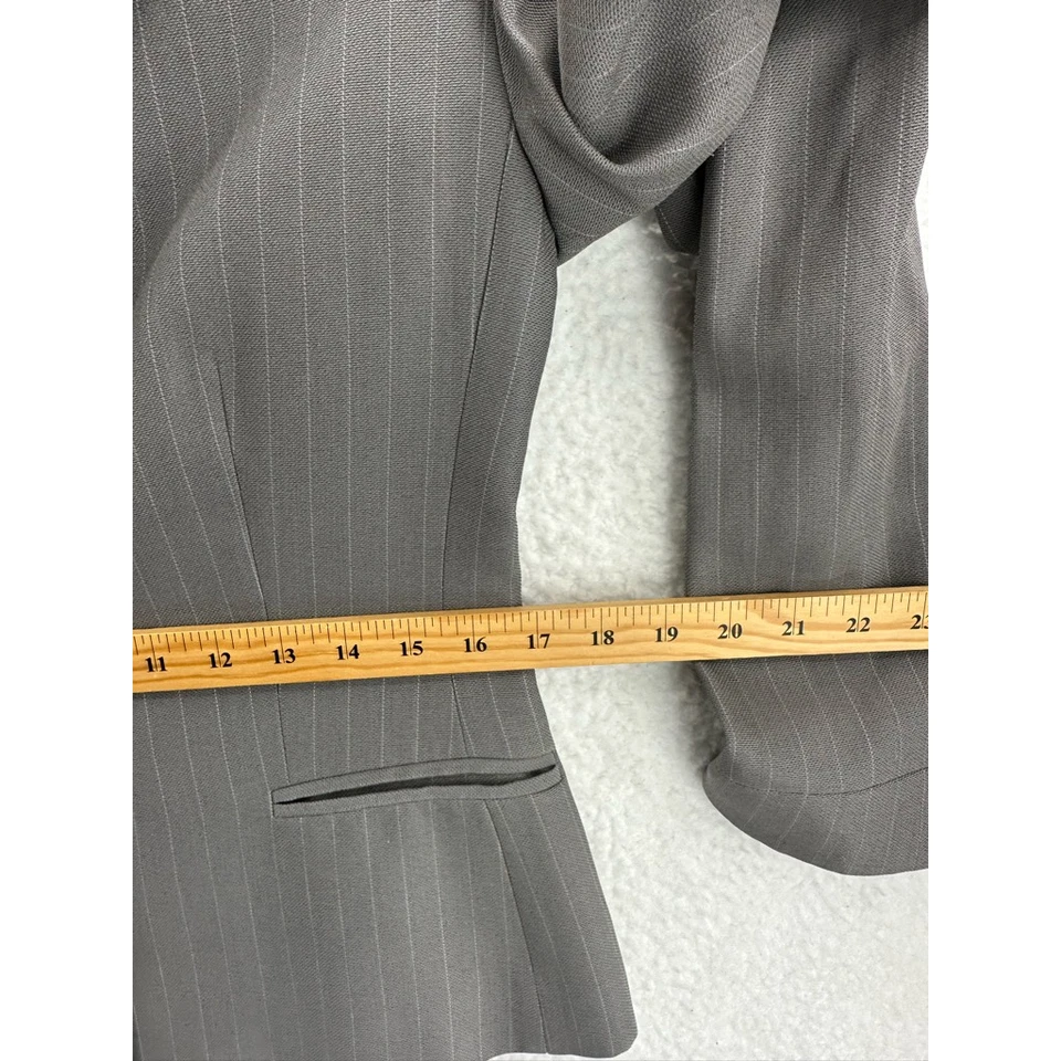 Armani Collezioni Mujer Traje Chaqueta Blazer Gris Mezcla Lana Rayas Italia 10 Foto 3 de 4