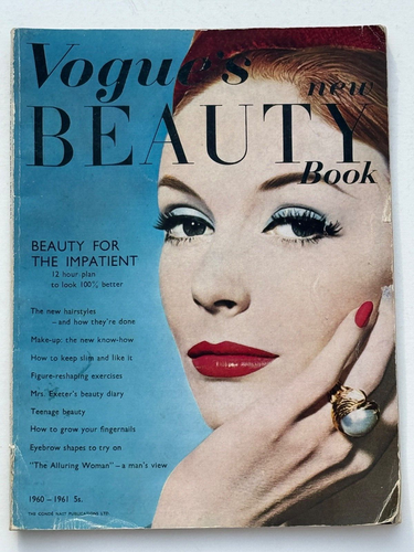 1960 Vogue magazine Beauty Book 60s vintage hair styles makeup lips eyebrows - Imagen 1 de 4