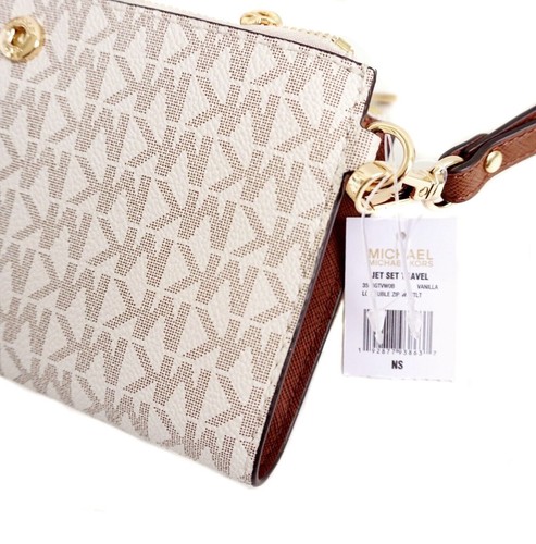Porte-monnaie Michael Kors Jet Set Travel Double Zip Vanille Neuf - Photo 11 sur 12