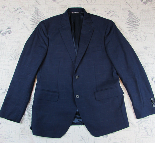 Saks Fifth Ave Ermenegildo Zegna Suit Jacket blue windowpane Mens Modern Fit 40S - Picture 4 of 6