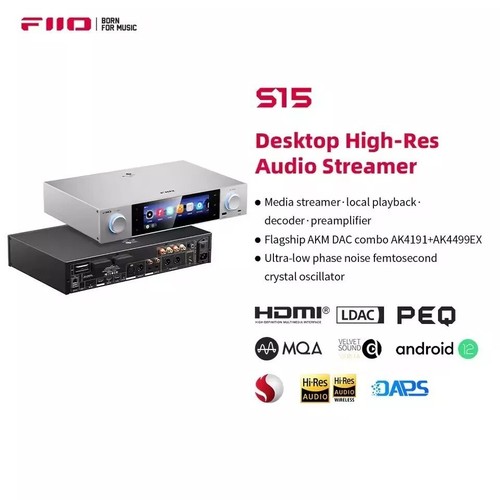 FiiO S15 Streamer Network Player Music Service, Android 12, AKM DAC HDMI(Silver) - Picture 3 of 4