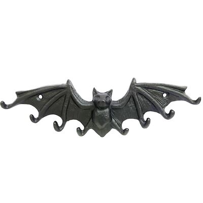 Coat Hooks Wall Mounted Rustic Bat Key Hook Holder Heavy Duty Decorative Black W
