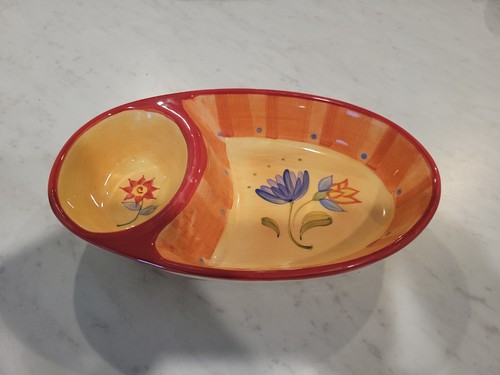 Pfaltzgraff Napoli 1 Piece Chip & Dip Unused Handpainted Dishwash/Microwave Safe