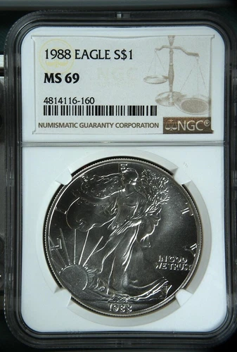 1988 $1 Silver Eagle MS-69 NGC Brown Label