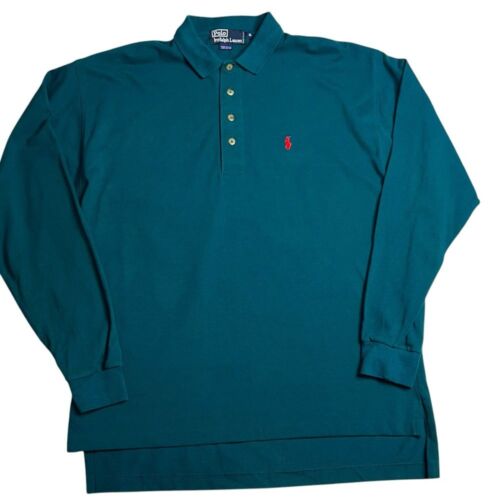 Polo Ralph Lauren Langarm Polo 100% Baumwolle Herren Gr. XL in Teal - Bild 2 von 8