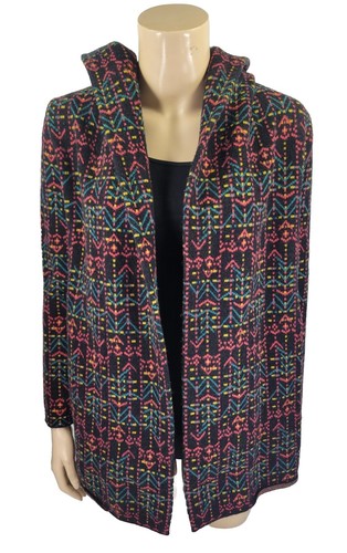 Field Flower Kerry Black Wool Hooded Open Cardigan Sweater, Sz S, EUC Anthro - Picture 1 of 10