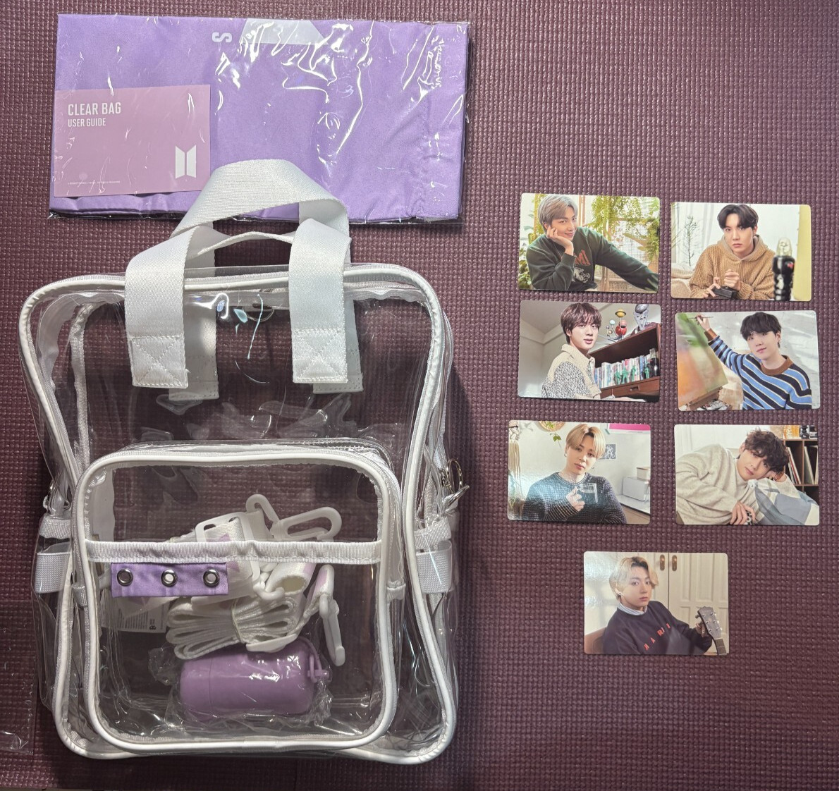 BTS ARMY Membresía CAJA DE MERCH #7 OFICIAL Mochila Transparente/Tarjeta Fotográfica Oficial