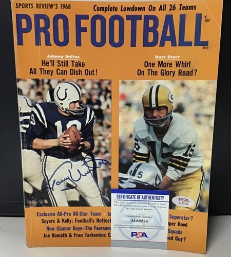 1968 Pro Football Sports Review Magazine Autographed  Johnny Unitas PSA - Picture 2 of 3