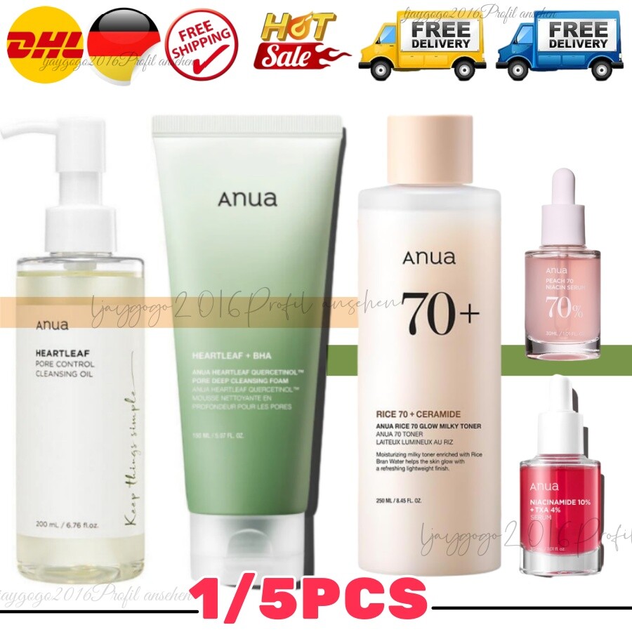 Anua-Double Cleansing Duo Cleasnig Oil,Cleansing Foam,Glow Milky Toner,Serum DE