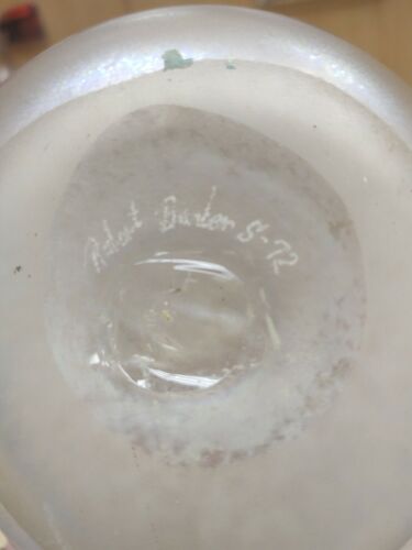 Rare Robert Barber Signed Studio Art Glass Iridescent Vase Pre-Fenton Years - Picture 10 of 10