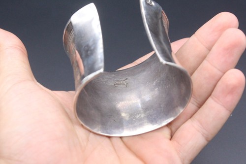 Brazalete de plata de ley, brazalete ancho, brazalete ancho hecho a mano de plata, - Imagen 7 de 10