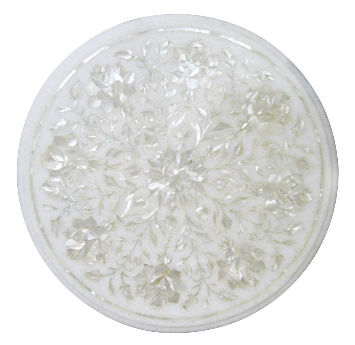 15-inch marble coffee table with semi-precious stone inlay for elegant home decor