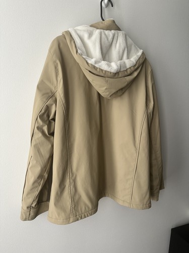 WEATHERPROOF-FUR LINED FULL ZIP HOODED COAT TAN WOMENS LARGE EXCELLENT CONDITION - Picture 8 of 13