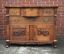 antique solid oak server buffet sideboard w. griffon carvings 4 drawers storage