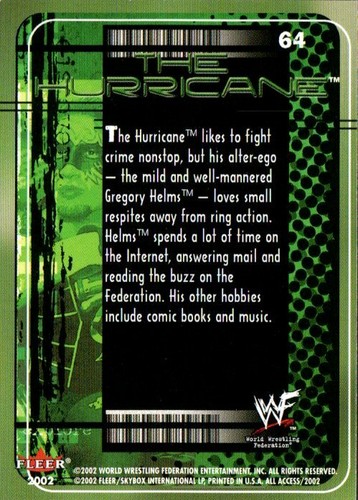 2002 Fleer WWF WWE All Access Off The Mat Wrestling Card #64 The Hurricane OTM - Bild 2 von 2