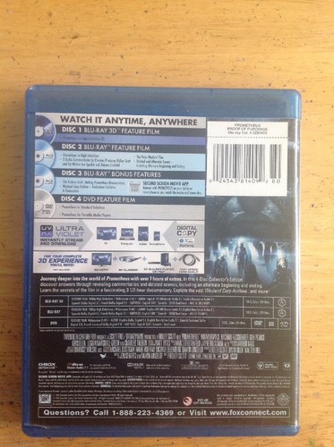 Prometheus 3D(Blu-ray,2012,3-Disc,Collector's Edition 3D) Authentic US - Picture 2 of 5