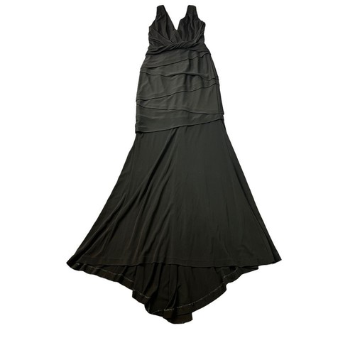 Nicole Miller V-Neck Long Dress Black Size 2 Black Evening Gown - Picture 3 of 8