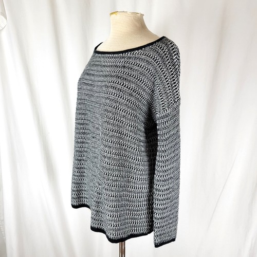 SOFT JOIE Womens Cayla Striped Pullover Sweater Black White Medium Cozy Warm - Picture 3 of 10