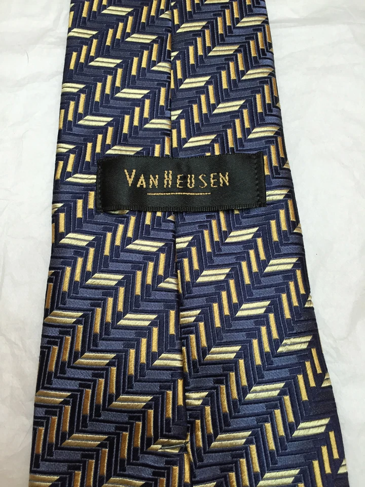 VAN HEUSEN CORBATA HOMBRE AZUL Y DORADO 4 X 59 Foto 4 de 4