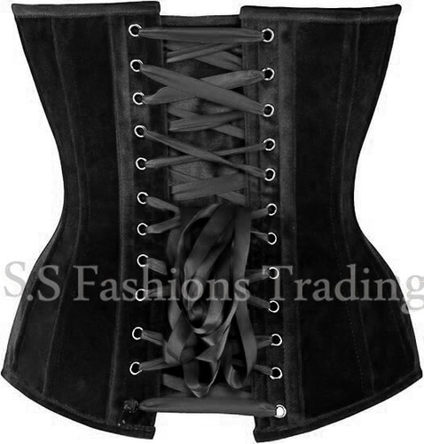 Velvet Steel Boned Corset Overbust Waist Training Women's Heavy Duty Corset - Picture 3 of 20
