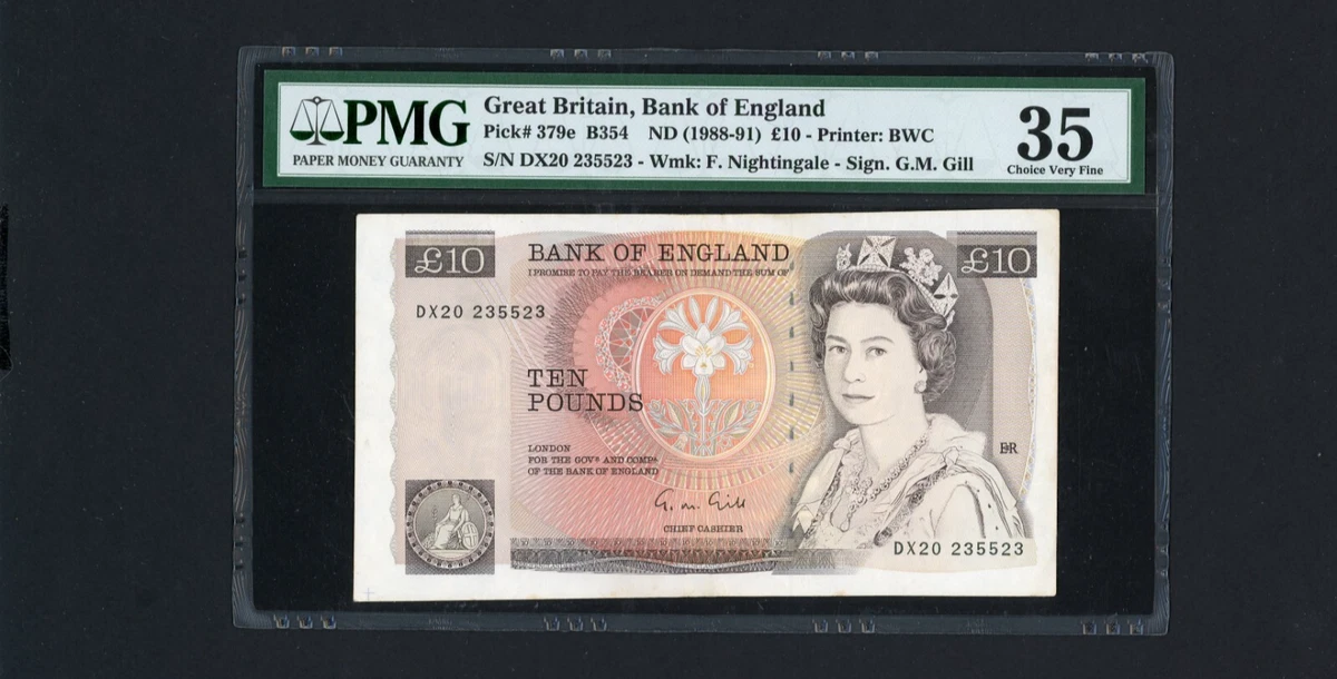 GB UK UNITED KINGDOM P-379e , 1988-91 , 10 Pounds , PMG 35 Queen