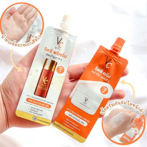 6x Double Vit C Ratcha Vit C Advance Pre Serum & Whitening Cream Anti Acne 8g - Picture 6 of 9