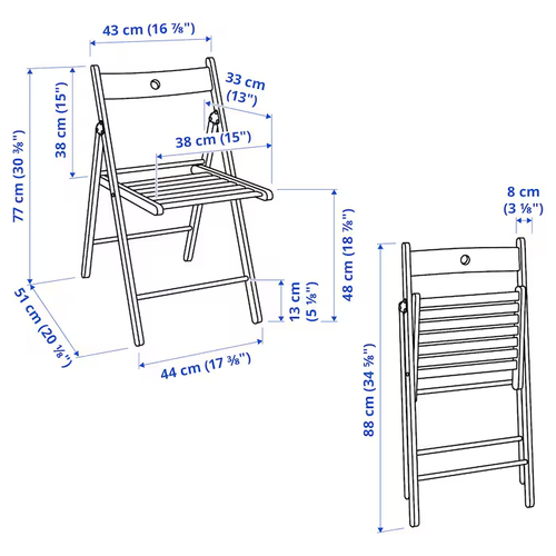 New IKEA FRÖSVI Folding Chair White Home Kitchen Dinning Durable Multicolour - Picture 13 of 23