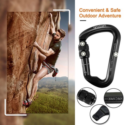 Rock Climbing Locking Carabiner Clip +Rescue Rope Mountaineering Rappelling Cord - Picture 19 of 24