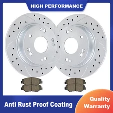 Rear Slotted Rotors and Brake Pads Discs Brakes Kit for 2008-2011 Honda Accord