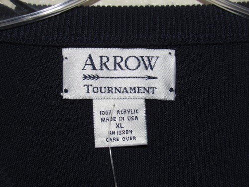 Arrow Tournament Navy Blue Sweater Men’s XL NWT V Neck 100% Acrylic USA Made - Picture 10 of 10