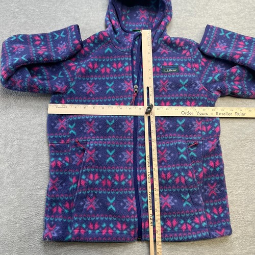 LL Bean Jacket Kids Large 14-16 Mountain Classic Fleece Hood Snowflake Nordic - Picture 10 of 10