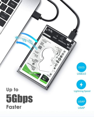 ORICO 2.5 Inch External Hard Drive Enclosure Clear Case USB 3.0 for SATA HDD SSD - Picture 3 of 7