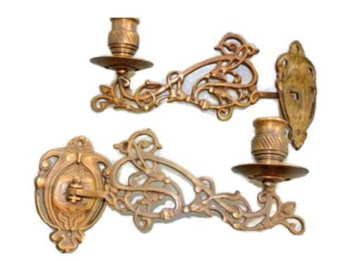 2 PIANO SCONCE solid heavy brass 8 " rotate candle holder aged heavy brass B - Bild 1 von 12