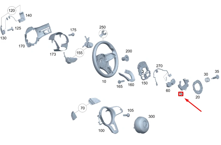 MERCEDES-BENZ GLA H247 AMG Steering Wheel Contact Plate 