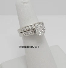 1CT Natural Diamond Anniversary Wedding Ring Bridal Set 10K White Gold Band