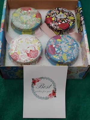 Boutique Candle Gift Set 4  Decorative Tin Jar Soy Wax Delightful Aromas New