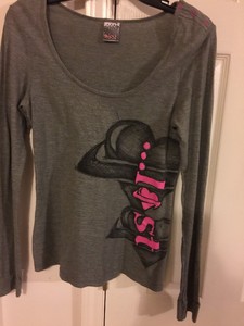 Get-Lost-Grey-with-pink-long-sleeved-Juniors-medium-T-Shirt