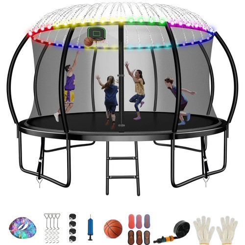 10FT, 12FT, 16FT Pumpkin Outdoor Trampoline for Kids - 1400LBS Weight Capacity - Picture 9 of 52