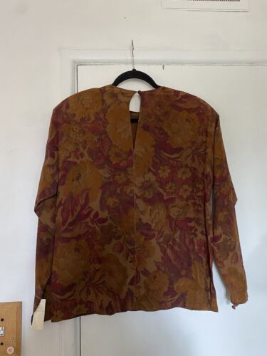 Vintage 1980s Calvin Klein Classics 100% Silk Floral Blouse Top I.MAGNIN Sz 4 - Picture 3 of 8