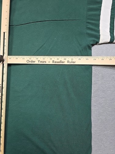 Vintage Logo 7 Shirt Mens Extra Large Dark Green V Neck Striped Sleeves Made USA - Picture 12 of 14