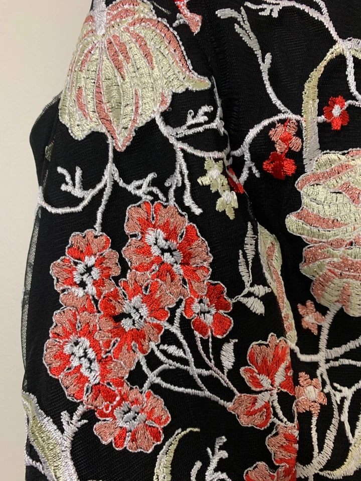 Vestido Vaina Jax Negro Etiqueta Bordado Midi Talla 8 Mujer Negro Multicolor Foto 4 de 4