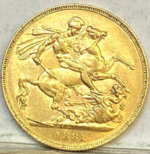 AUSTRALIA 1881 S GOLD SYDNEY SOVEREIGN ,RARE KEY DATE LOW MINT HIGH GRADE #04