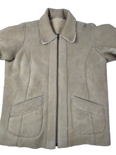 Isabella Bird Reversible Suede Sheepskin Shearling Full Zip Bomber Jacket M - Picture 17 of 21