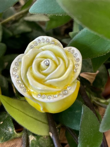 Par Keren Kopal Metal Amarillo Rosa Hecho a Mano Decorado con Cristales Austríacos - Imagen 9 de 23