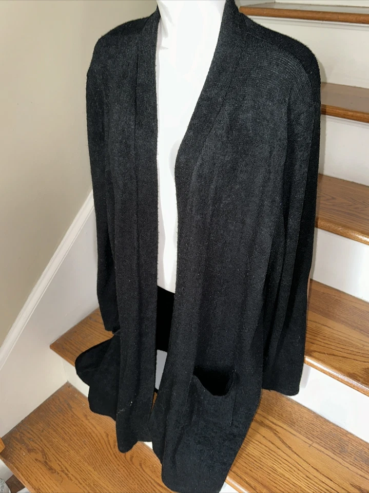 Suéter cardigã preto remendo de couro cotovelo Chic Soul J Crew lance 4 caridade ❤️243 - Imagem 2 de 4