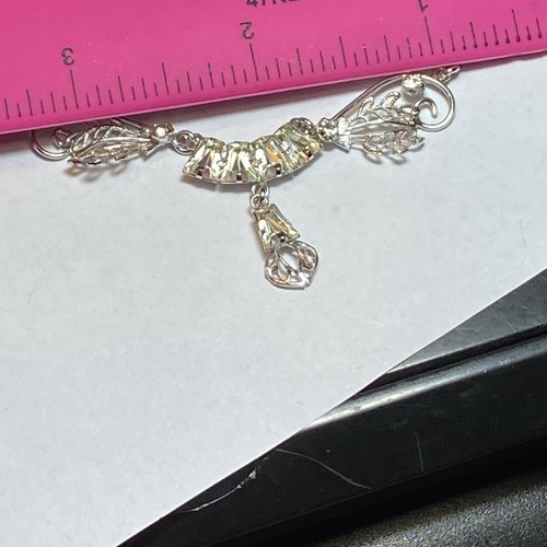 STERLING STAR ART TRILLIANT STONE LAVALEIRE SPUN DESIGN KINETIC NECKLACE - Picture 14 of 19
