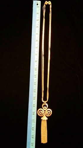 Vintage Monet Damita Goldtone Tassel Multi Chain Necklace Jewelry - Picture 5 of 5