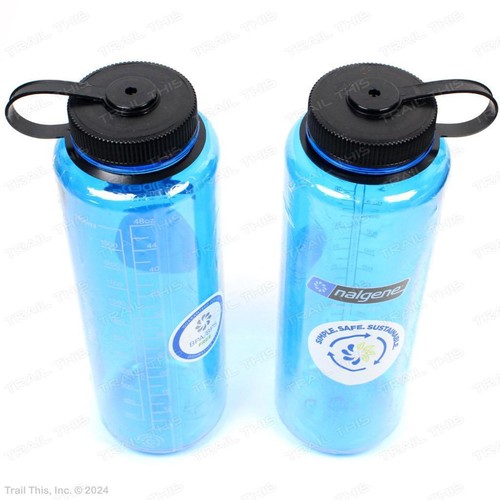 2 Pack - Nalgene 48oz Wide Mouth Water Bottles BPA/BPS-Free Tritan Blue / Black - Picture 2 of 3