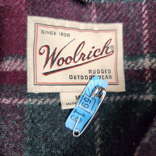Vintage Woolrich Jacket Mens Medium PlaidWool Hooded 90s Winter Coat USA Made - Picture 2 of 9